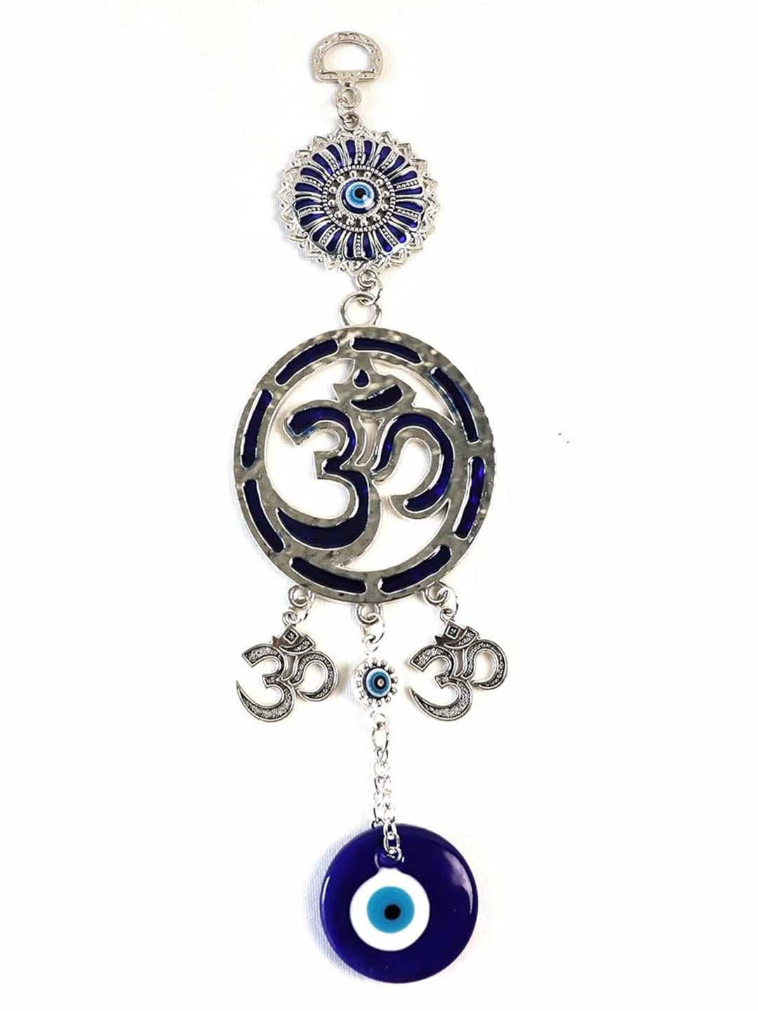 The Spiritual Living Om Design Evil Eye Glass Floral Glossy Hall Spiritual Wall Decor-10In