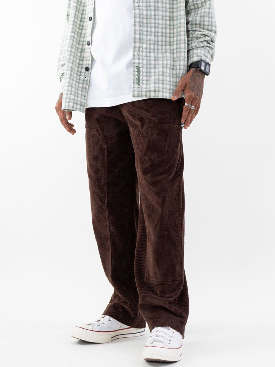 Urban Monkey Unisex Mid-Rise Loose Fit Corduroy Trousers