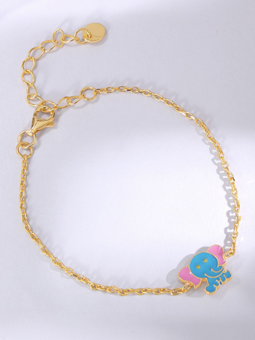 GIVA Kid's 925 Silver Gold-Plated Baby Elephant Anklets