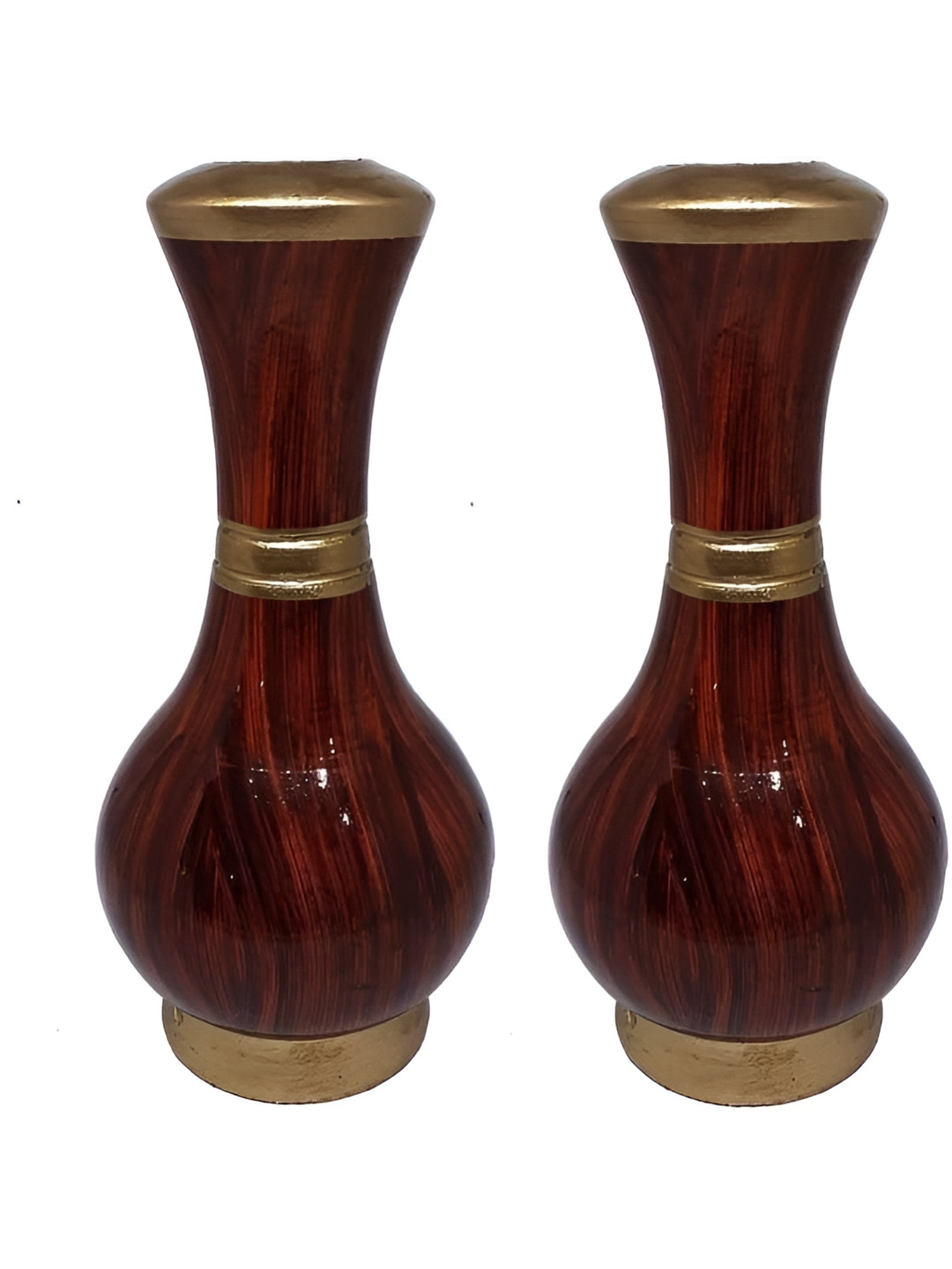 Glori-fyi 2-Pcs Brown Wooden Vases