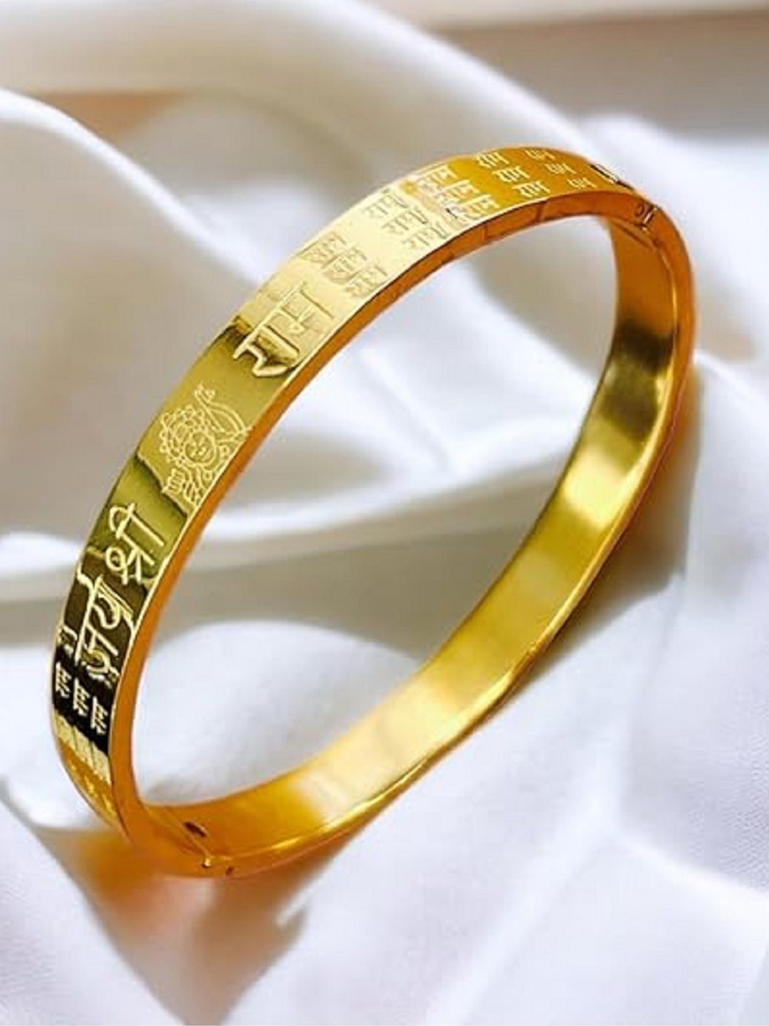 LAKSH Men Stainless Steel Gold-Plated Kada Bracelet