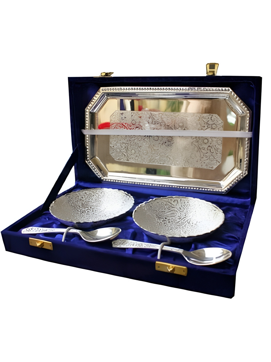 Glori-fyi 6-Pcs Blue Brass Decorative Platter Set