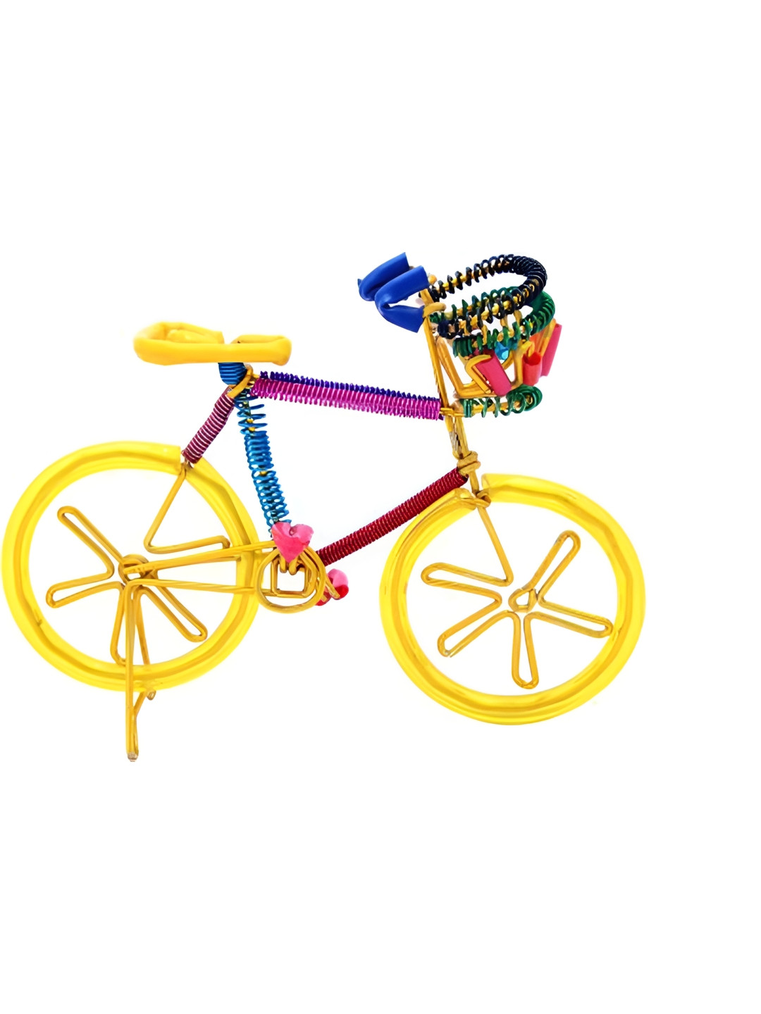 Glori-fyi Cute Toy Bicycle Yellow Plastic Natural Living Room Hand-Crafted Small Showpiece - 3.1 Inches