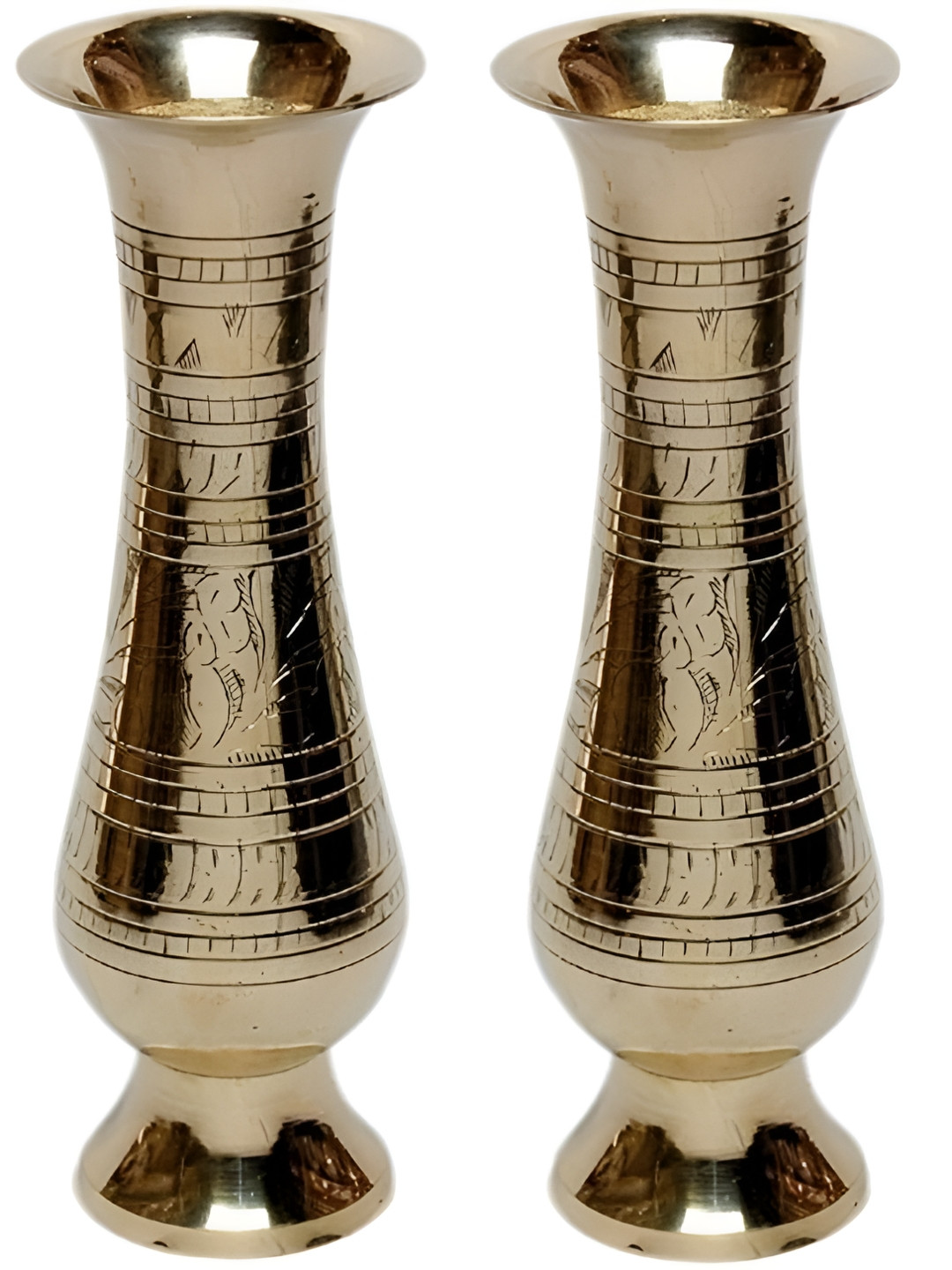 Glori-fyi 2-Pcs Glossy Brass Vases