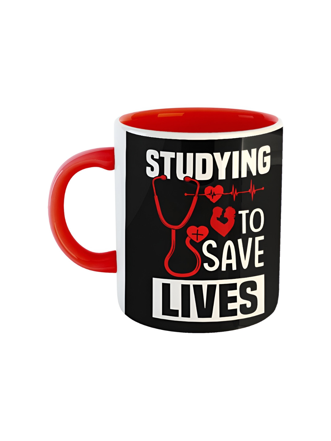 ARTBUG Anaar Bazaar Red Typography Ceramic Handmade Mug-330ml