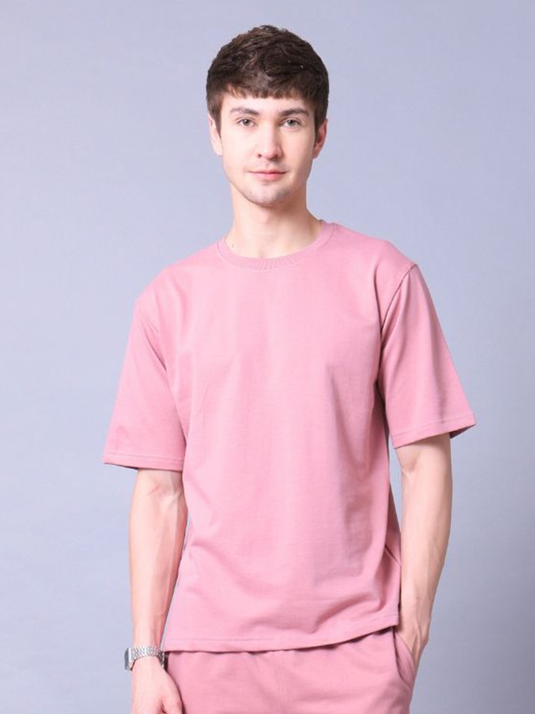 Lazy Lush Men Solid Regular Round Neck T-shirt