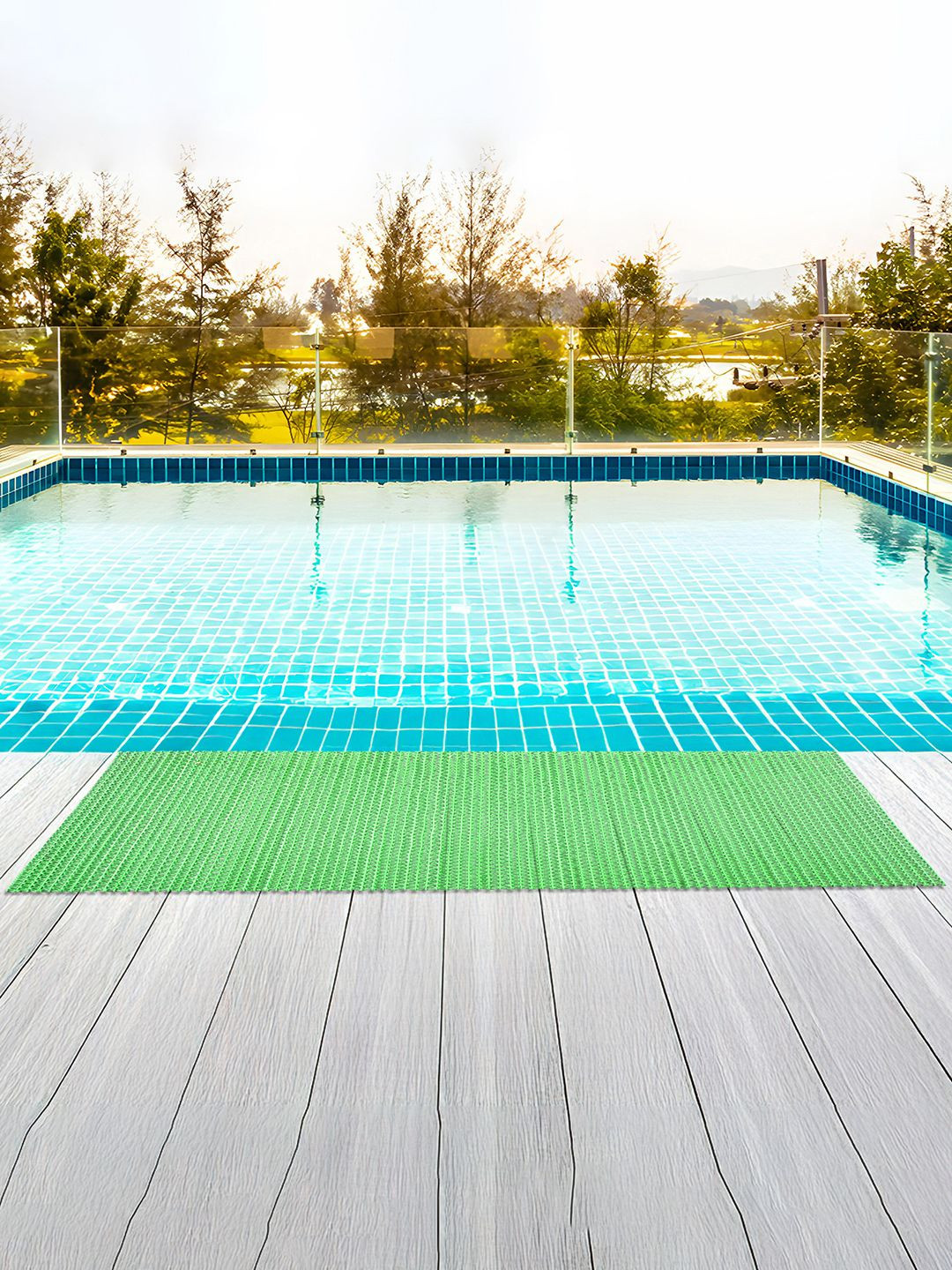 Kuber Industries Green Textured 110 GSM Anti-Slip Multipurpose Long Lasting Bath Rug