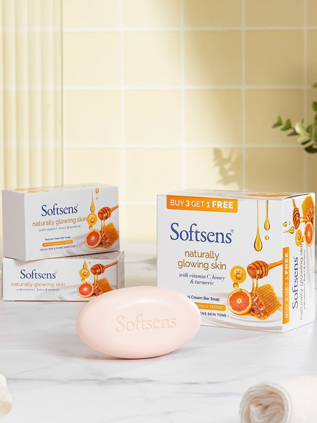Softsens  2 Pcs Glowing Skin Cream Bar Soap With Vitamin C -  100 g Each