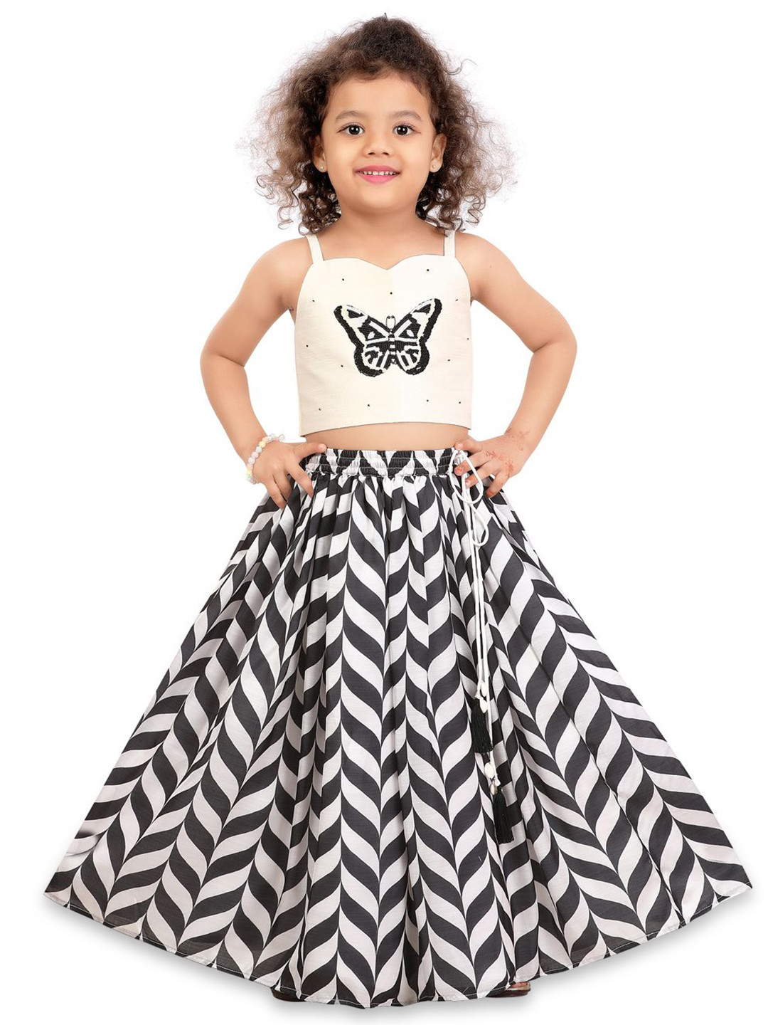 Pragya Exclusive Girls Embellished Beads and Stones Ready to Wear Lehenga &