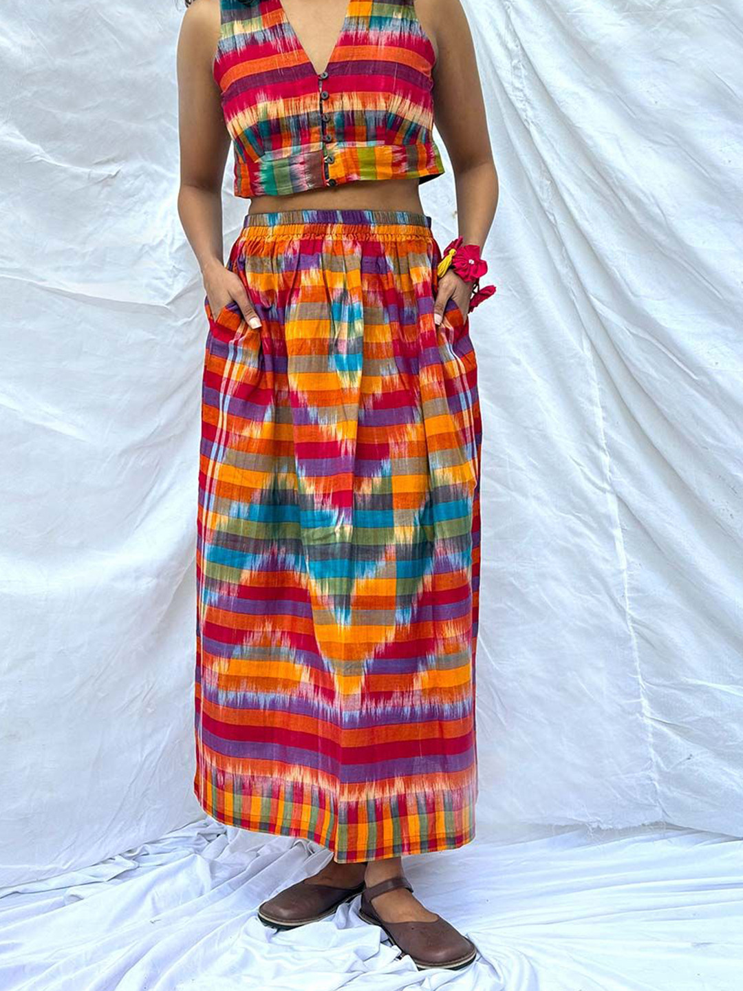 Chidiyaa Gamcha Bhanwar Cotton Maxi Skirt