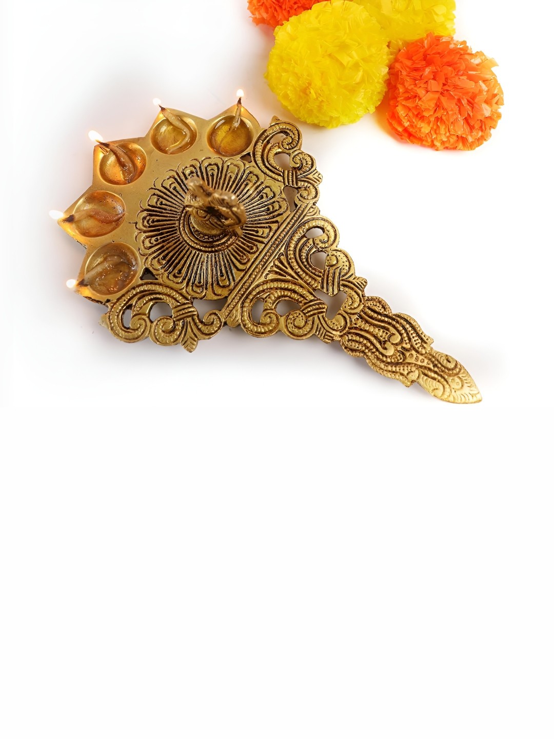 The Spiritual Living Peacock Design Five Oil Wick Diyas
