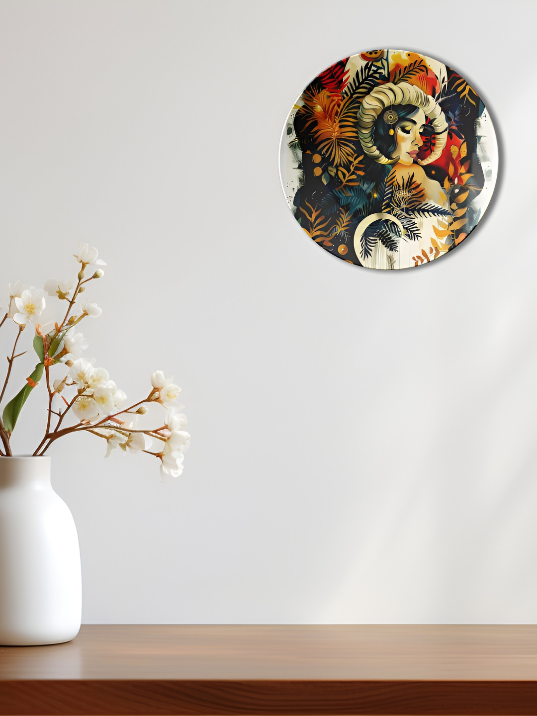 THE QUIRKY HOME Whispers of the Wild Ceramic Ethnic Motifs Glossy Hall Wall Plates-10In