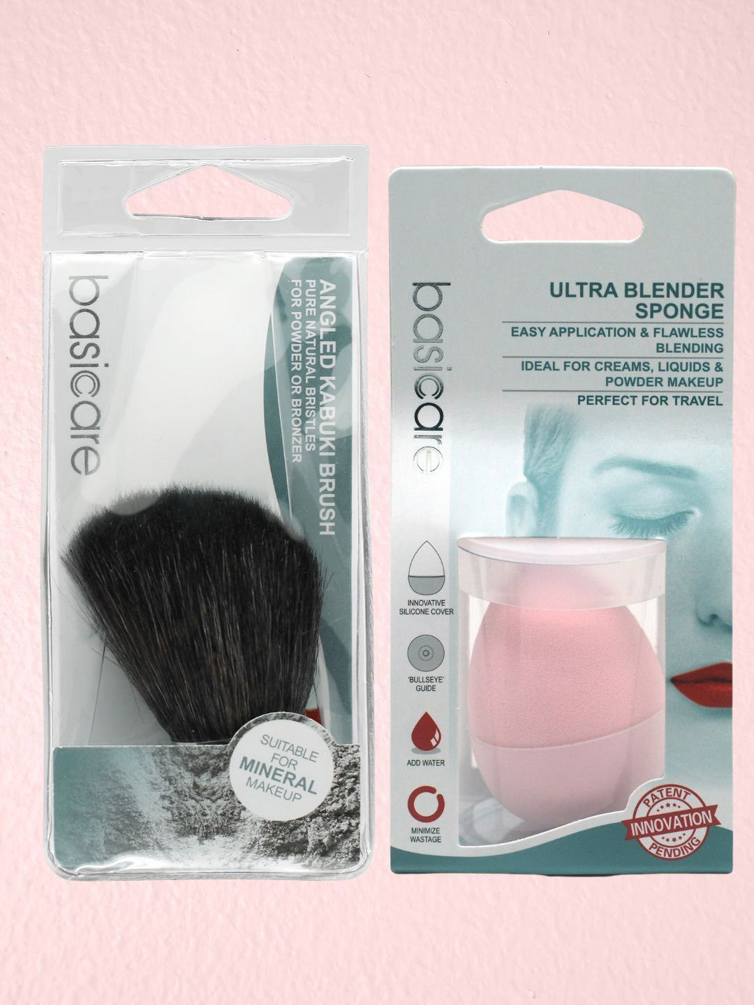 basicare Set Of 2 Blender With Angled Kabuki Brush