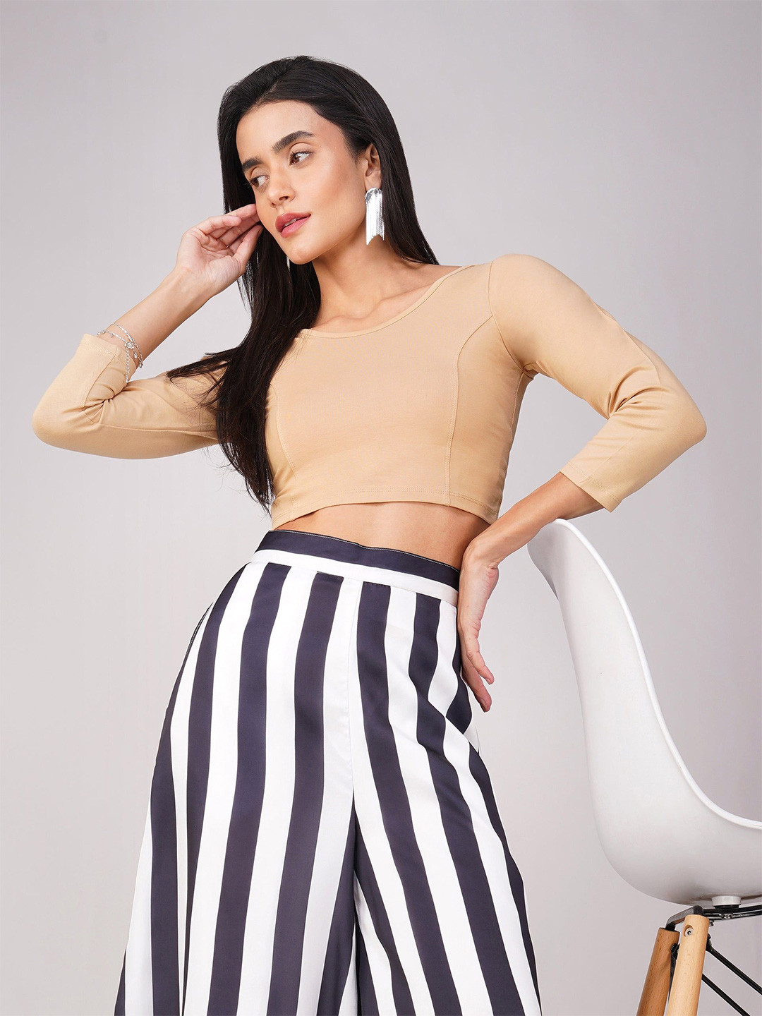 Swtantra Women's ComfortEase 4-Way Stretch Nude Long Sleeve Top