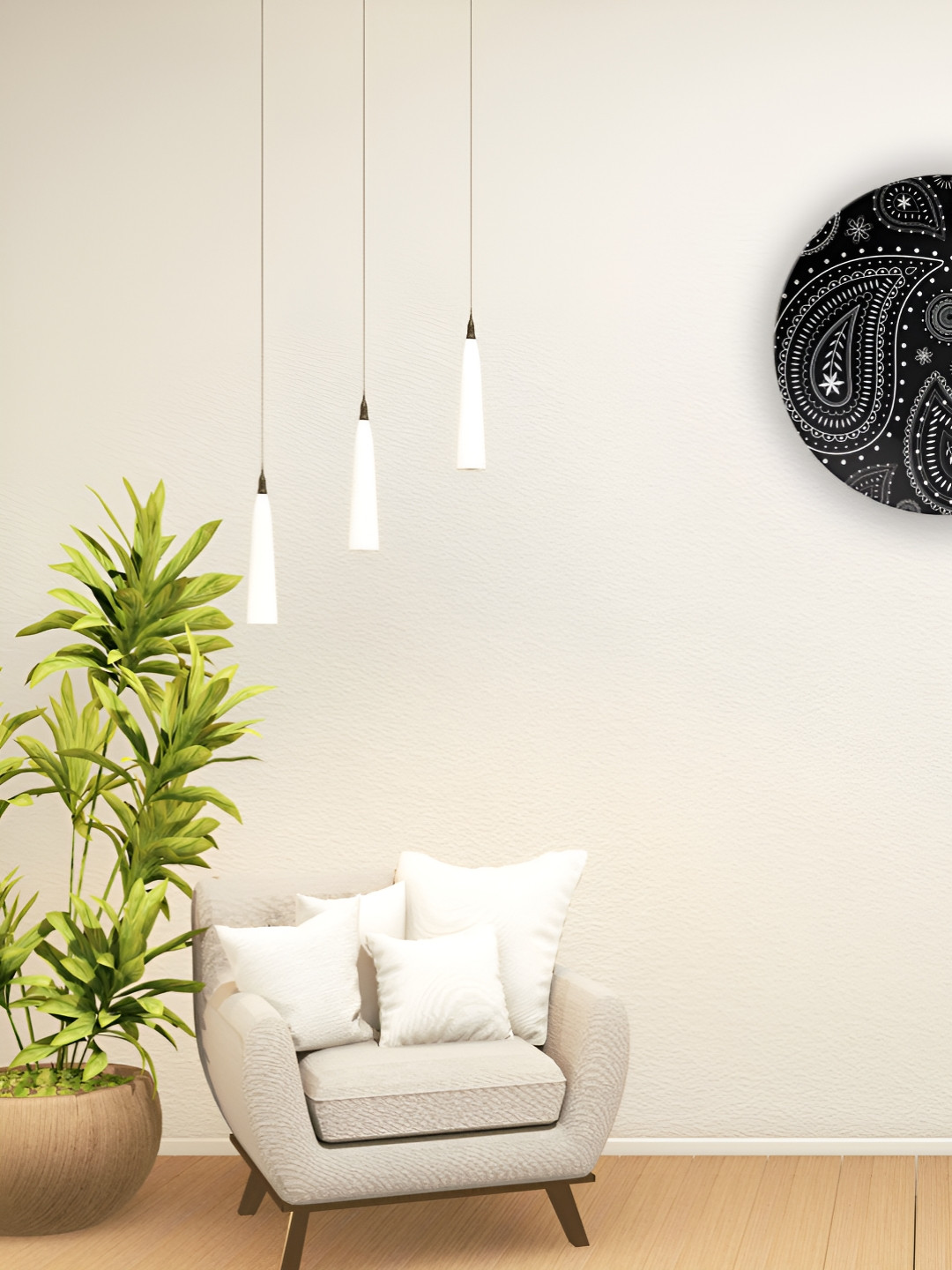 THE QUIRKY HOME Paisley Pattern Ceramic Ethnic Motifs Glossy Hanging Hall Wall Plates-8In