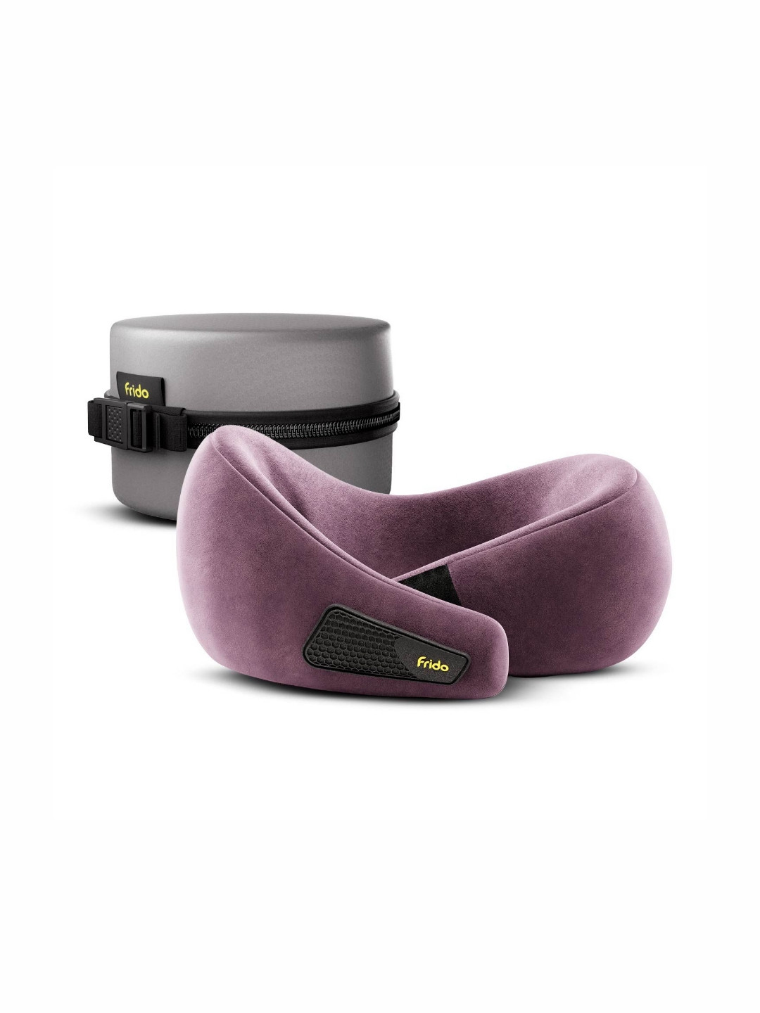 FRIDO Pink Solid Faux Velvet Breathable Medium Memory Foam Travel Pillow-24.6 x 26 x 12.7 cm
