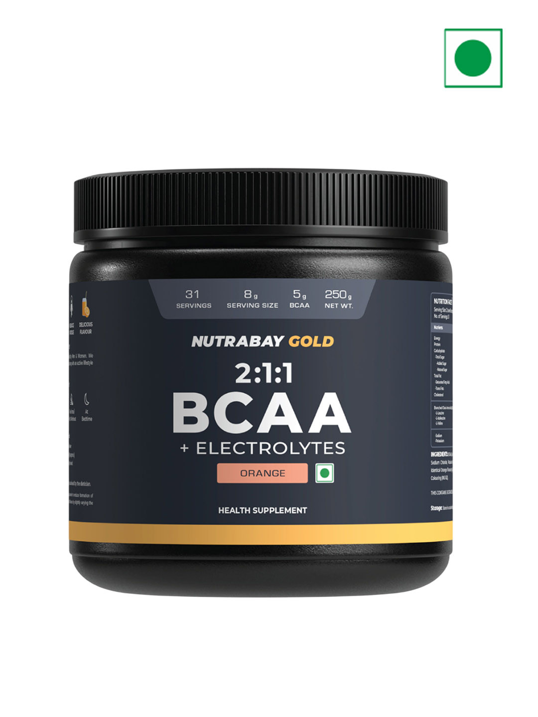 Nutrabay Gold BCAA 2:1:1 With Electrolytes - 250 g - Orange