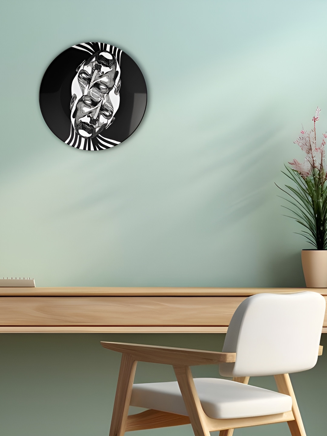 THE QUIRKY HOME A Visual Illusion Crafted Ceramics Matte Hanging Hall Wall Plates-10In