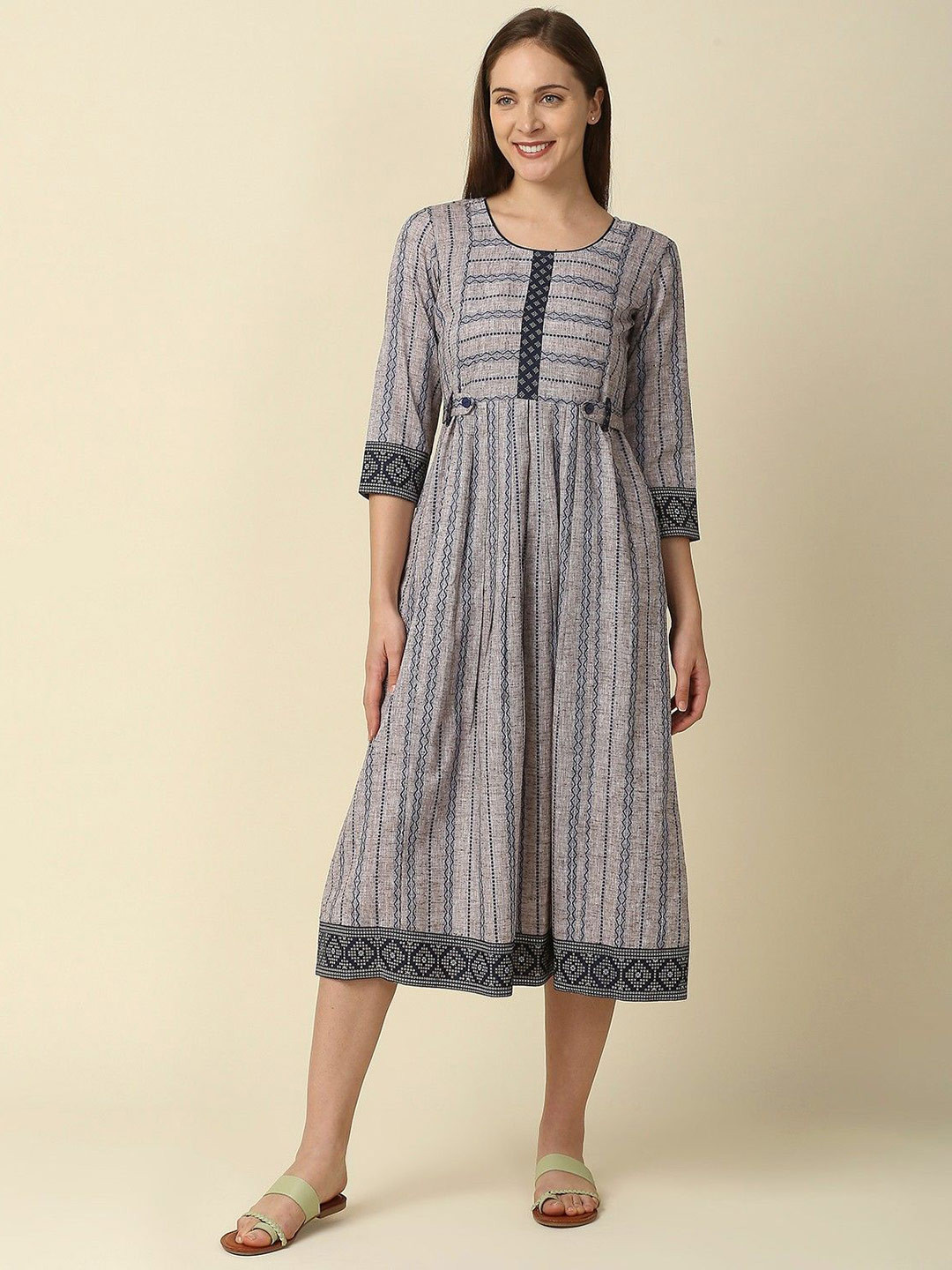 MORDEN MUSE Women Paisley Embellished Summer Sheers Maternity Anarkali Kurta