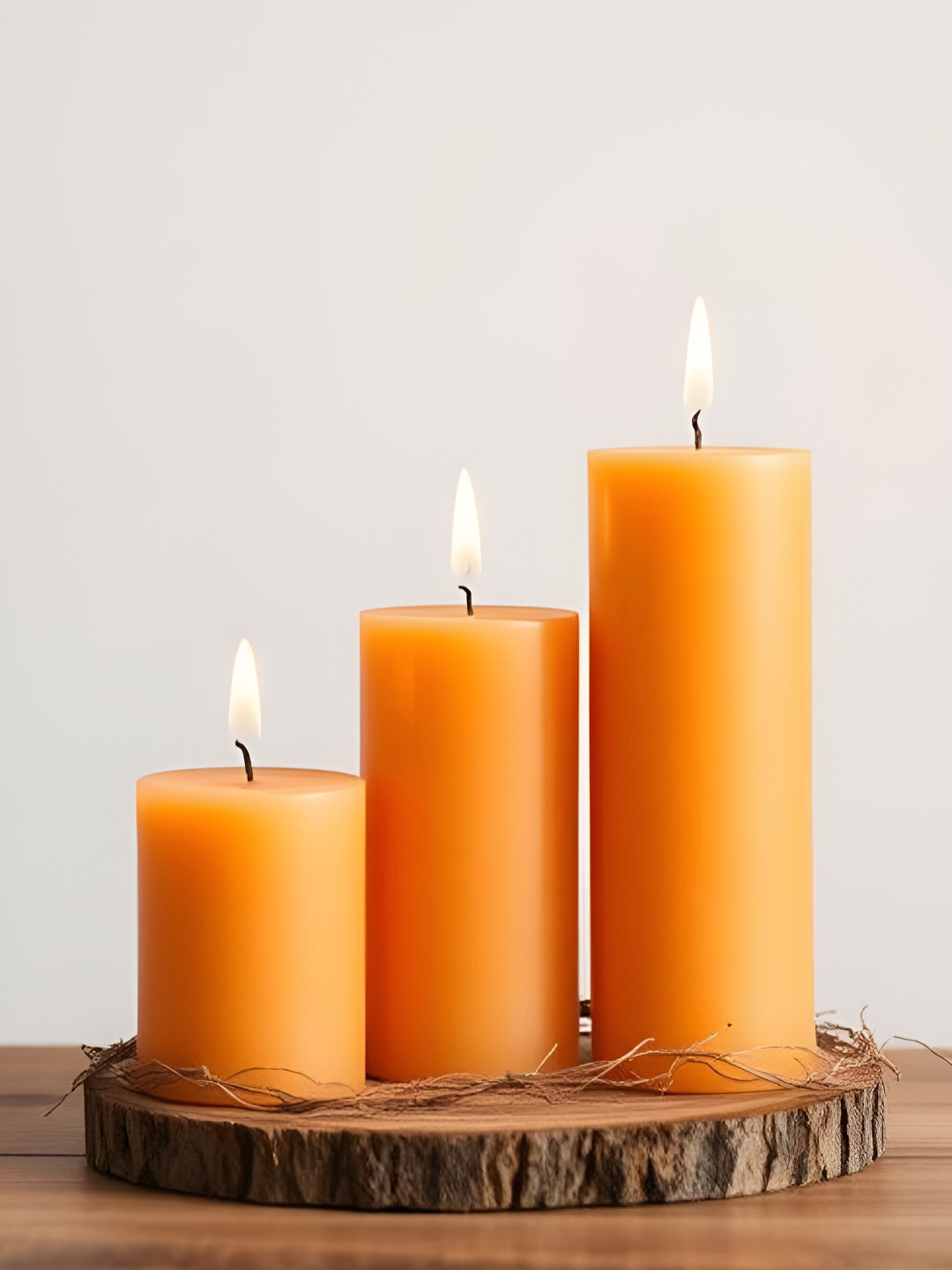 Aromatic Fables Pure Elegance 3Pcs 1 Wick Orange Solid Round Regular Pillar Candles