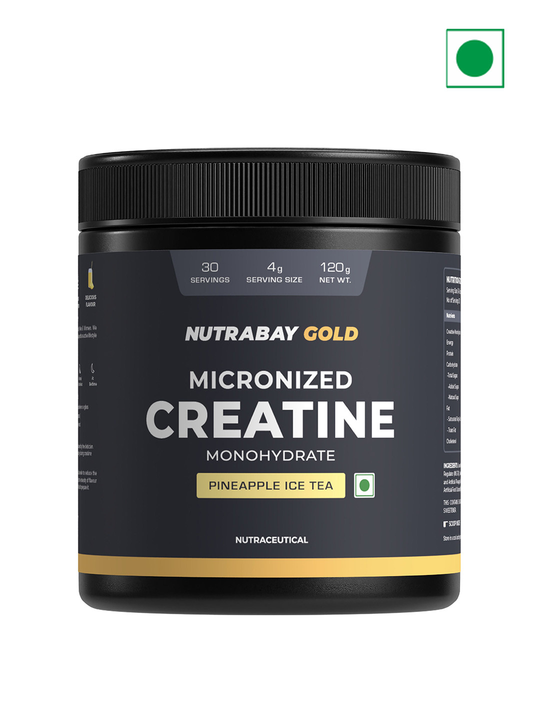 Nutrabay Gold Micronised Creatine Monohydrate - 120 g - Pineapple Ice Tea Flavor