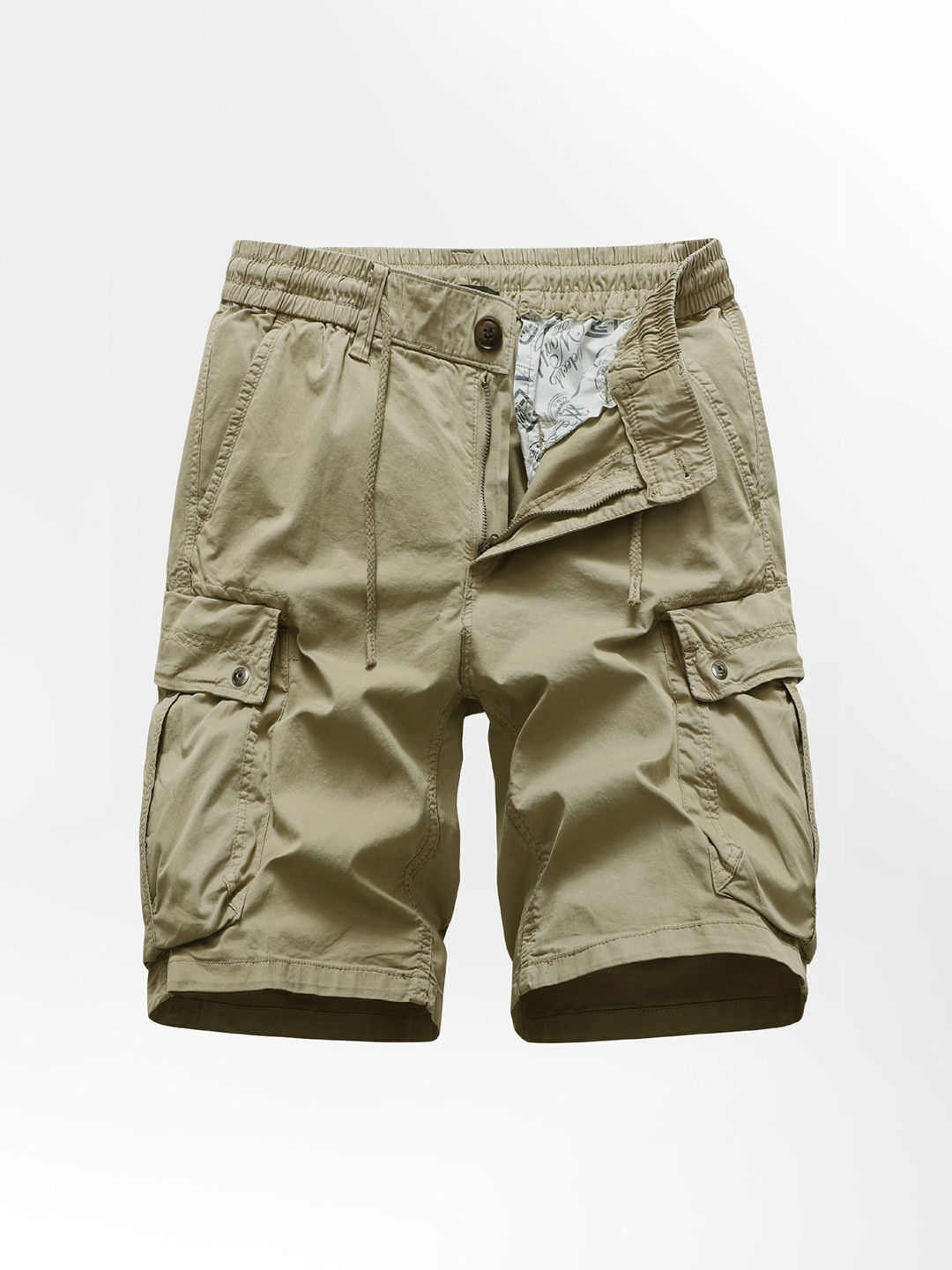 L'monte Men Khaki Regular Fit Outdoor Cargo Shorts
