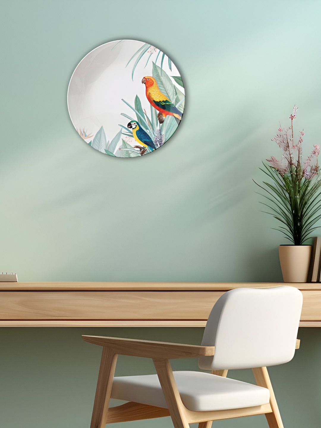 THE QUIRKY HOME A Tropical Paradise Crafted Ceramics Glossy Hanging Hall Wall Plates-8In