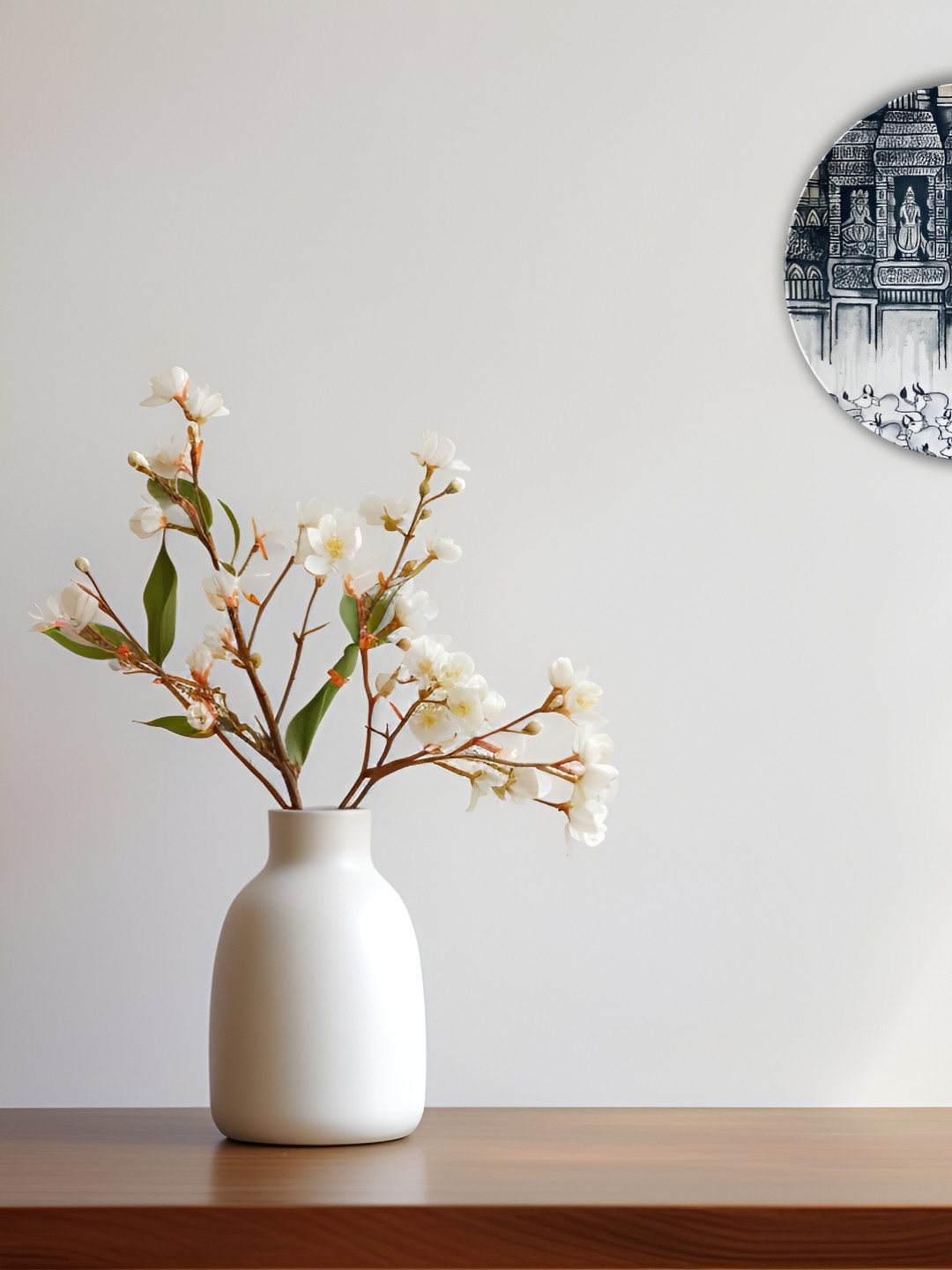 THE QUIRKY HOME Krishna's Grace Crafted Ceramics Glossy Hanging Hall Wall Plates-10In