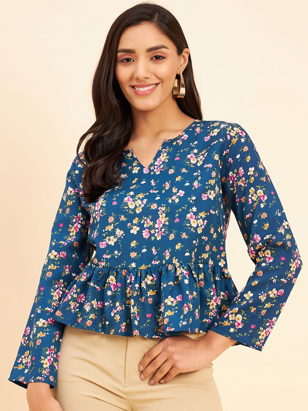 NEESH Floral Print Peplum Top
