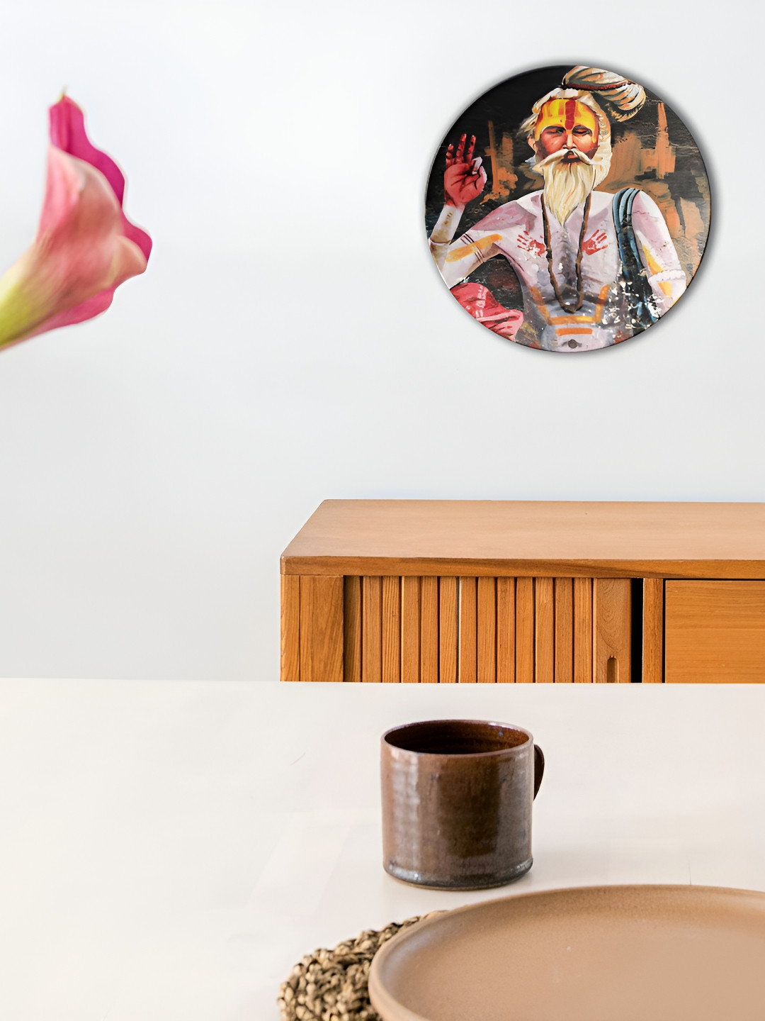 THE QUIRKY HOME Spiritual Artwork Decorative Ceramic Ethnic Motifs Antique Wall Plates-8In