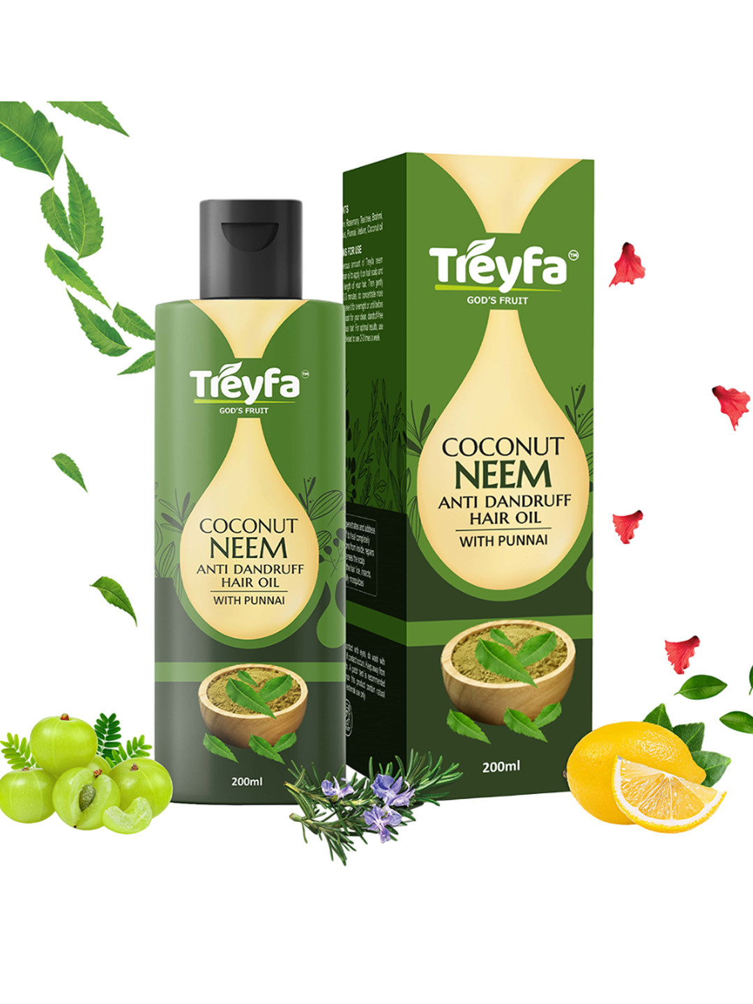 Treyfa Coconut Neem Anti Dandruff Hair Oil - 200 ml