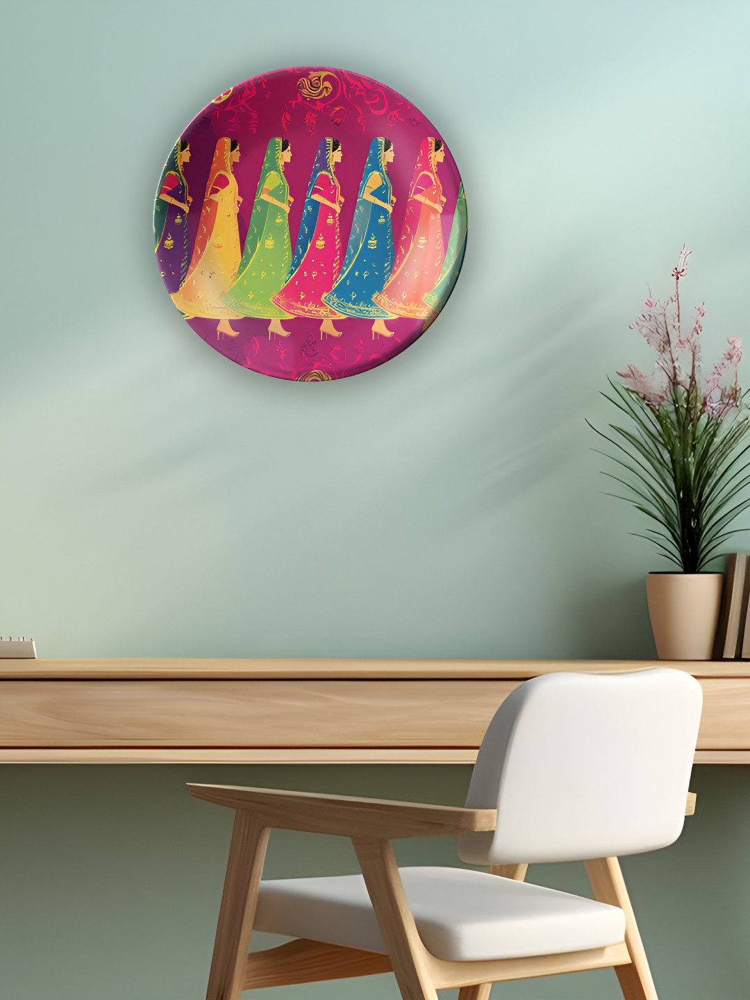 THE QUIRKY HOME A Vibrant Tapestry of Indian Ceramic Ethnic Motifs Glossy Wall Plates-10In