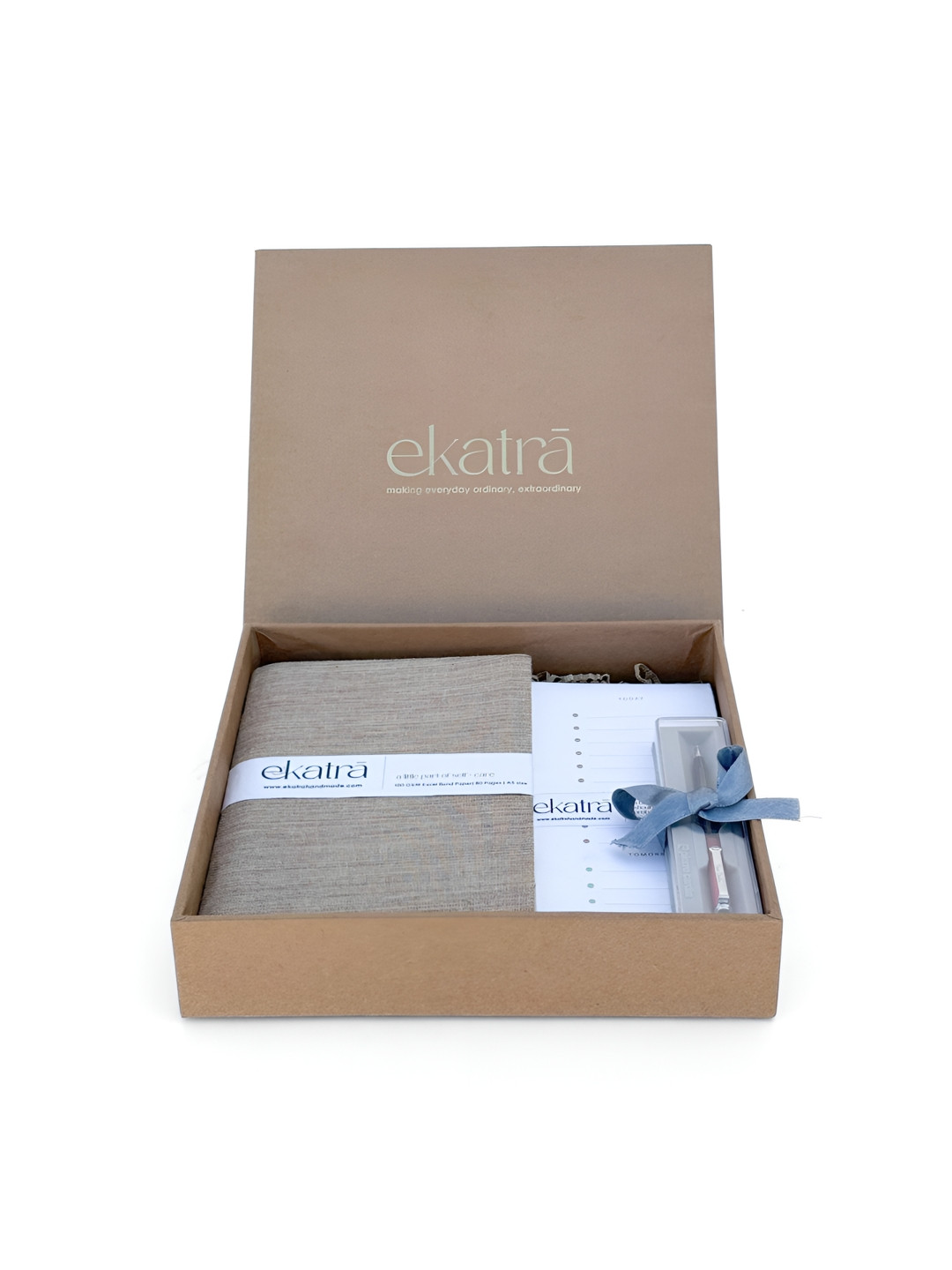 Ekatra Beige & White Printed Productivity Gift Hamper