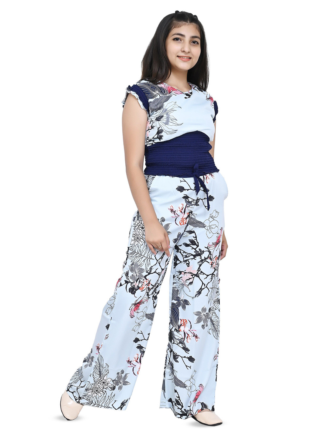 LIME N LEMON Girls Printed Top with Palazzos