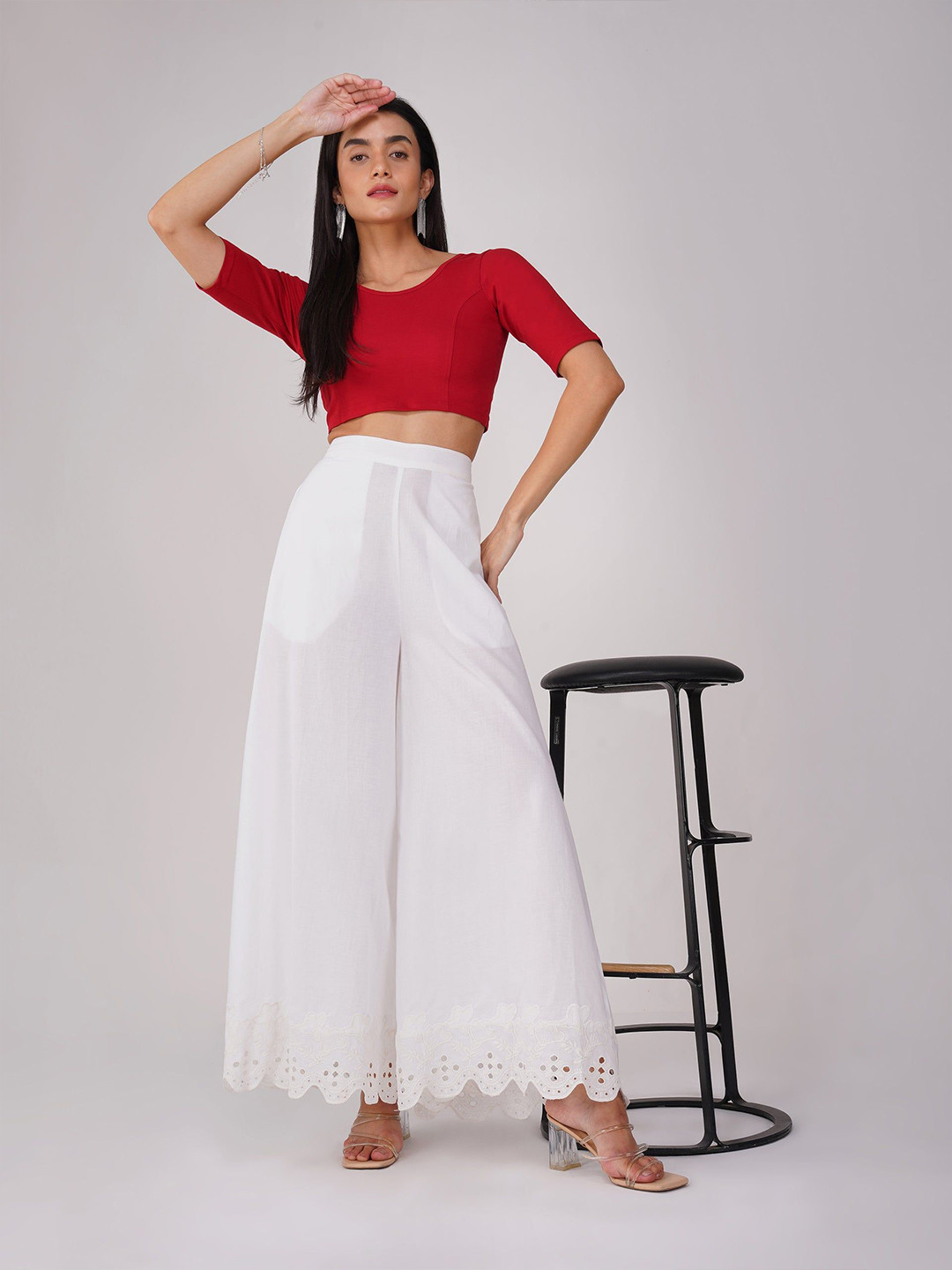 Swtantra Women's ComfortEase 4-Way Stretch Red Short Sleeve Top