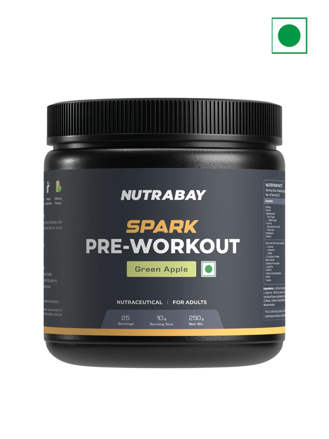 Nutrabay Gold Spark Pre-Workout - 250 g - Green Apple