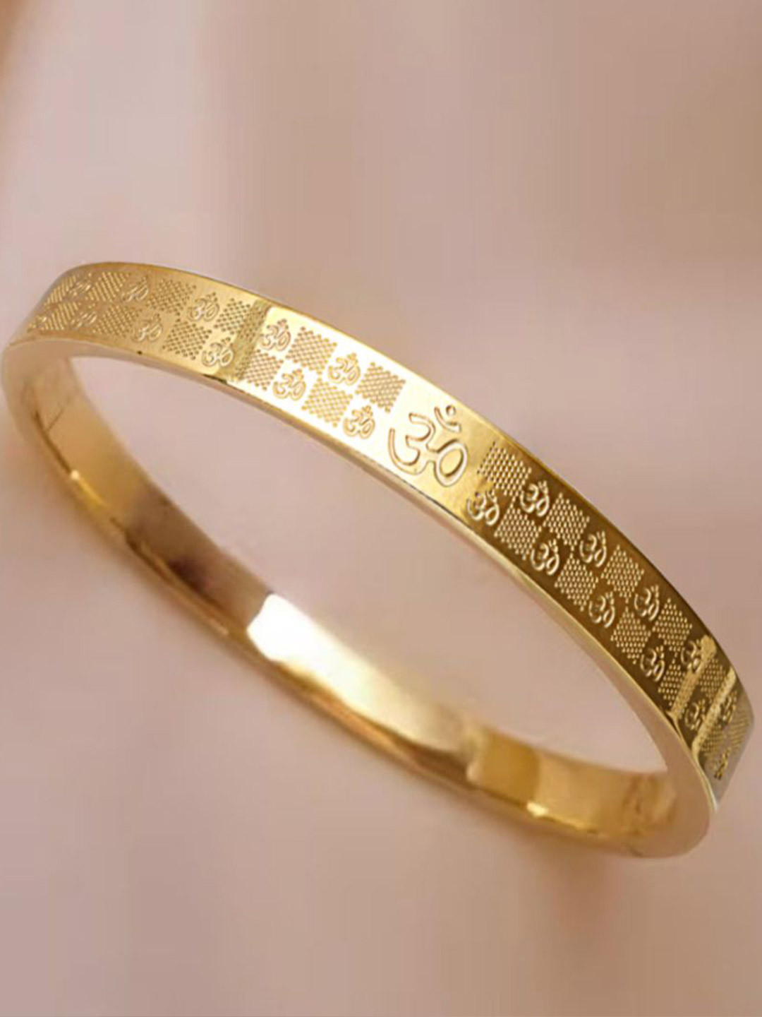 MEENAZ Men Gold-Plated Stainless Steel Shri Ram Anti Tarnish Kada Bracelet