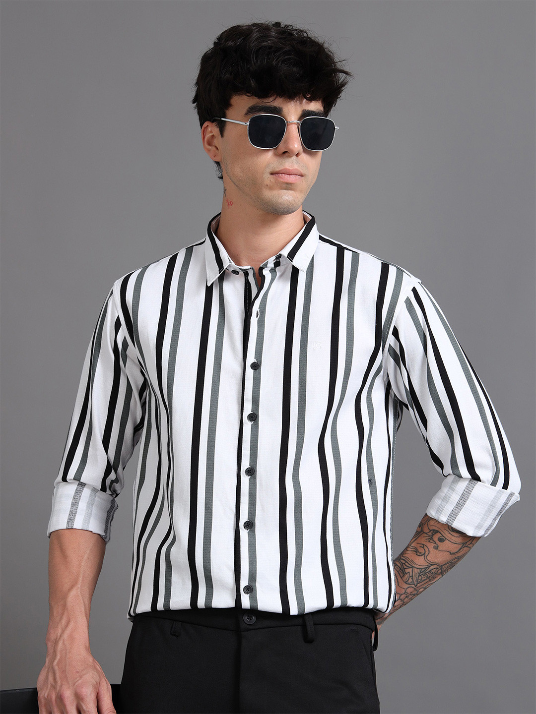 PAUL STREET Men Sharp Slim Fit Opaque Striped Casual Shirt