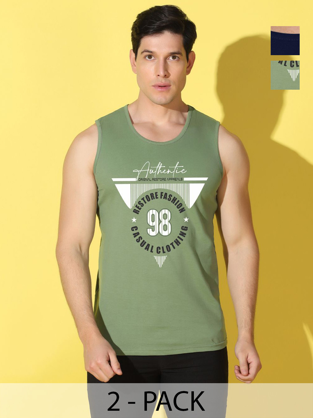 WOOSTRO Men Pack of 2 Typography Printed Round Neck Slim Fit T-shirts