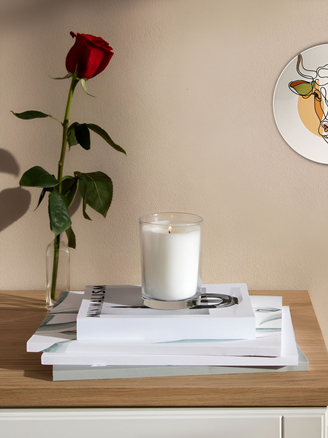 THE QUIRKY HOME Minimalist Cow Crafted Ceramics Matte Hanging Hall Wall Plates-8In