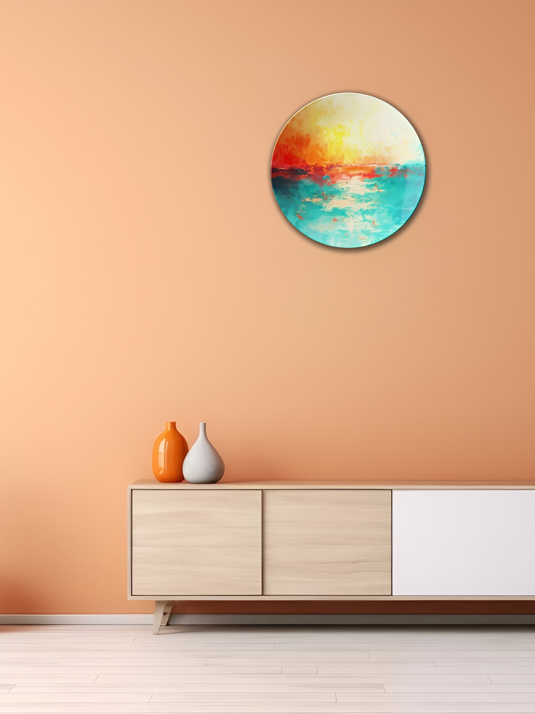 THE QUIRKY HOME A Serene Sea Crafted Ceramics Glossy Hanging Hall Wall Plates-10In