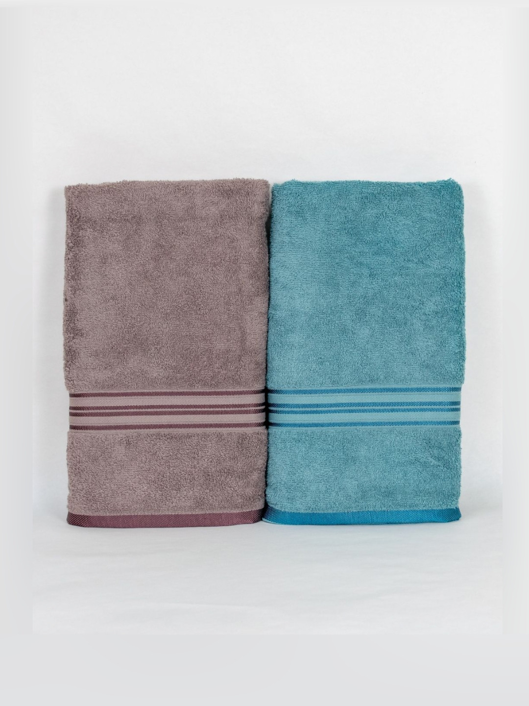 Aura Teal & Brown 2 Cotton 400 GSM Bath Towel