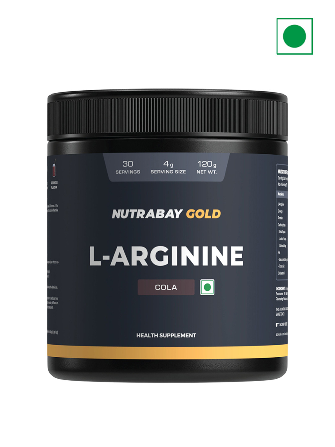 Nutrabay Gold L-Arginine Supplement Powder - 120 g -Cola Flavor