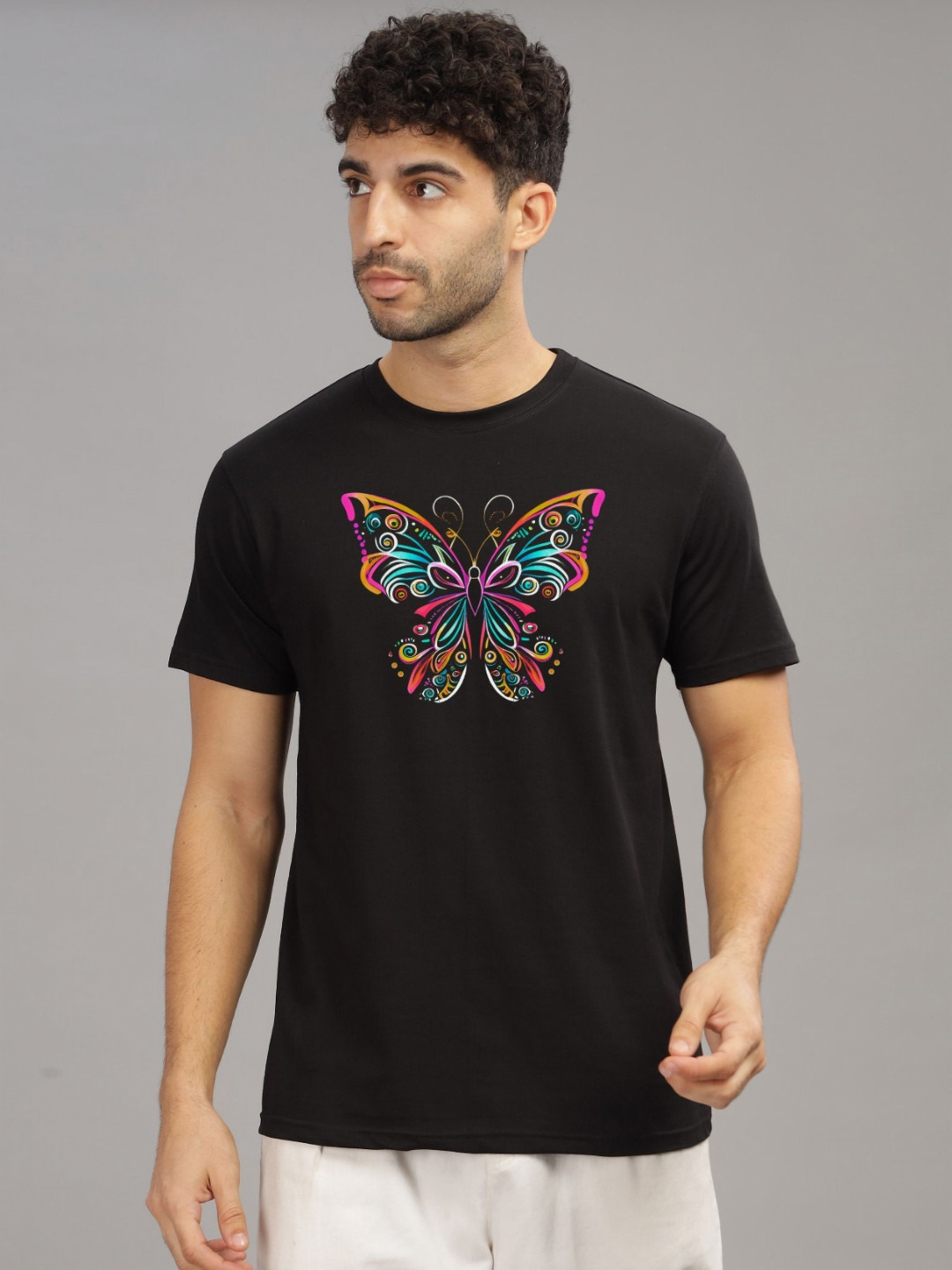 INDISSH Men Graphic Butterfly T-shirt