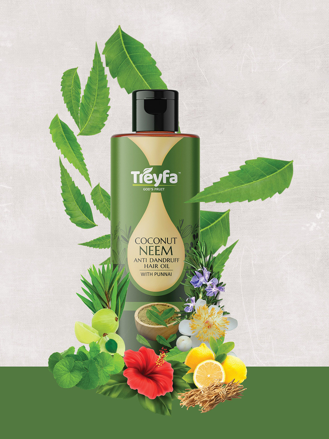 Treyfa Coconut Neem Anti-Dandruff Hair Oil- 100 ml
