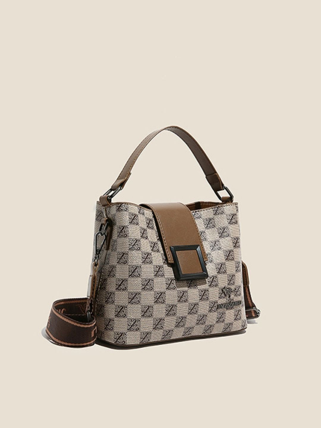 CORSICA Checked Printed Structured Handheld Bag Wit Detachable Sling Strap