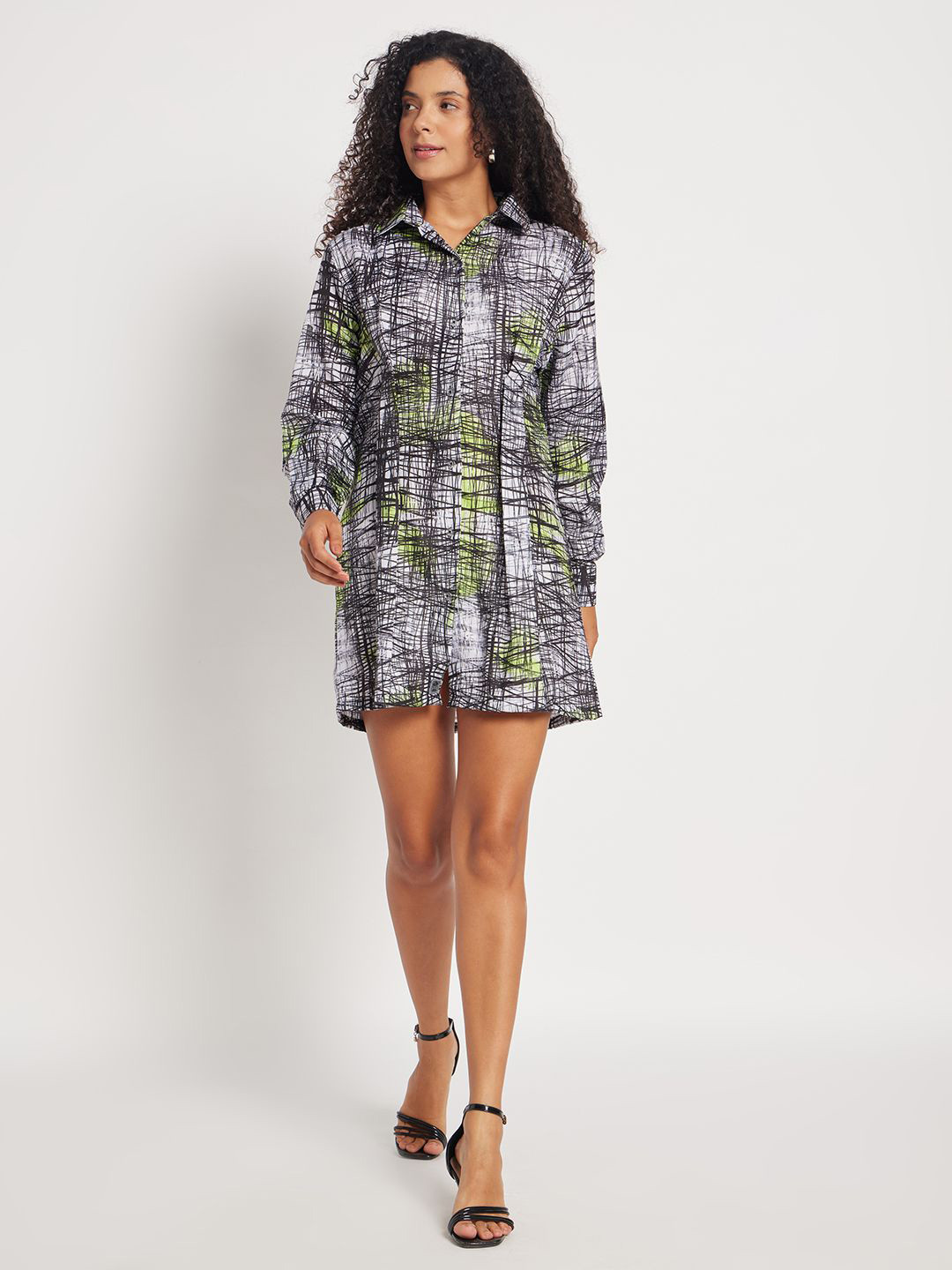 STITCH MONKEY Print Crepe A-Line Mini Dress