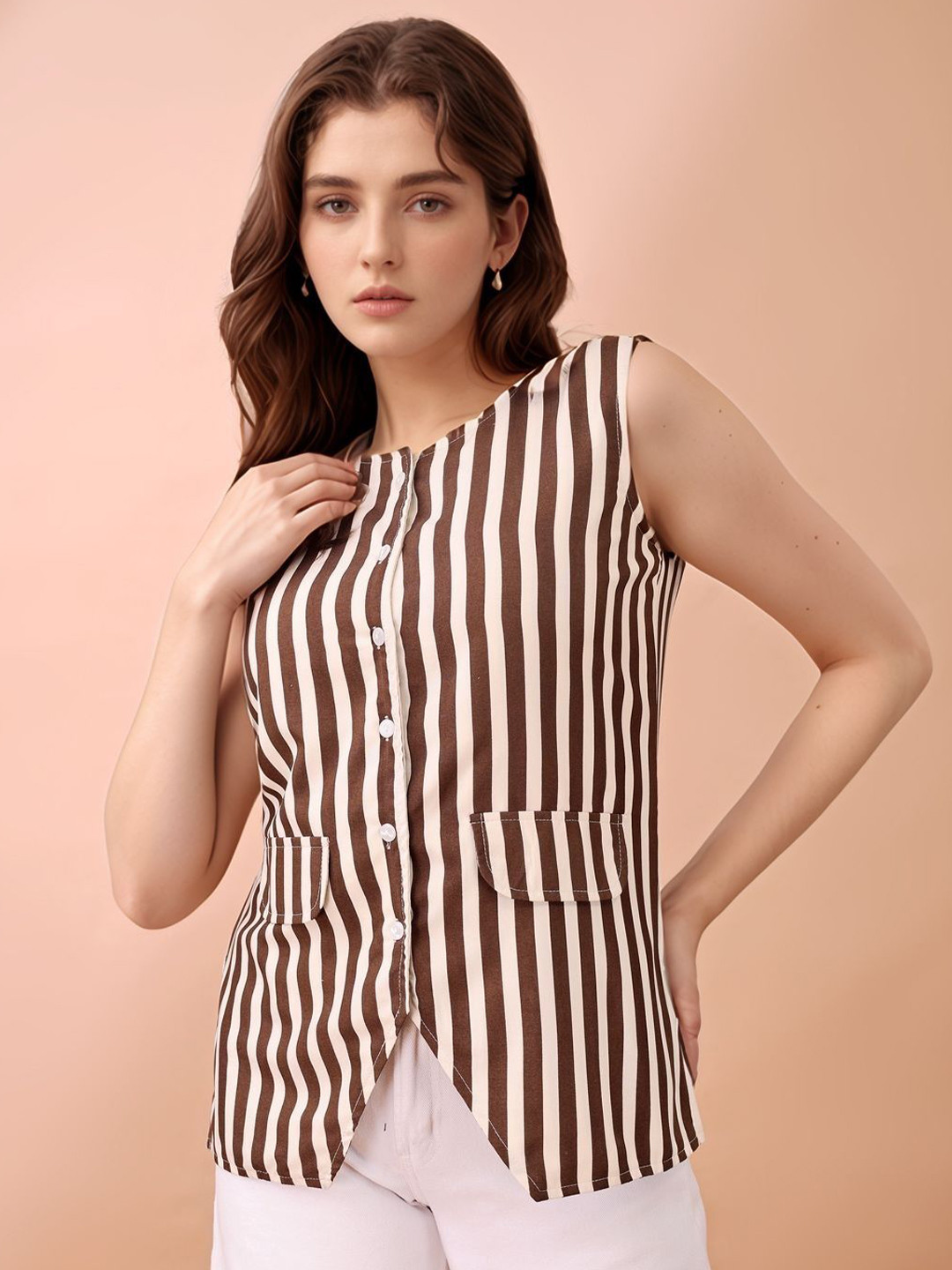 all about you Fashun Stylist Opaque Striped Formal Shirt