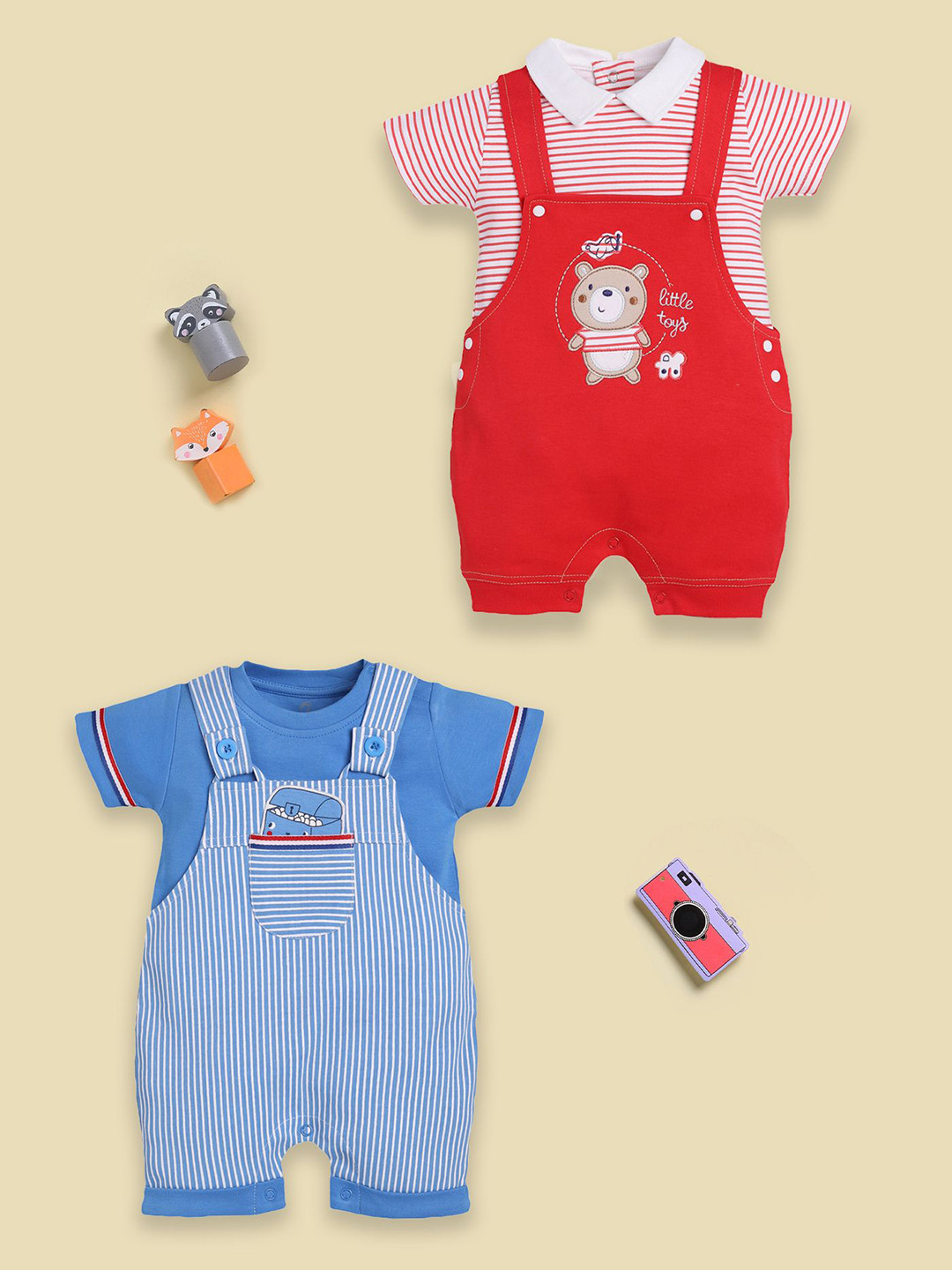 BABY GO BABY BOY DESIGNER DUNGAREES -RED-ROYAL