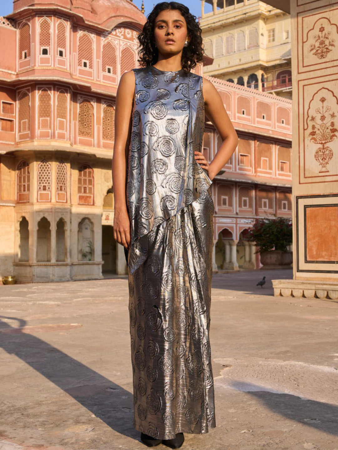 Dash and Dot Draped Cutwork Lam Skirt Set